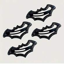 1pcs Gothic Style Shiny Dotted Bat Hair Clips, Bat Shaped Hairpins, Suitable For Women's Daily Wear, Halloween Party Accessory, Birthday & Holiday Gift, Graduation Gift - màu đen - Xem 4