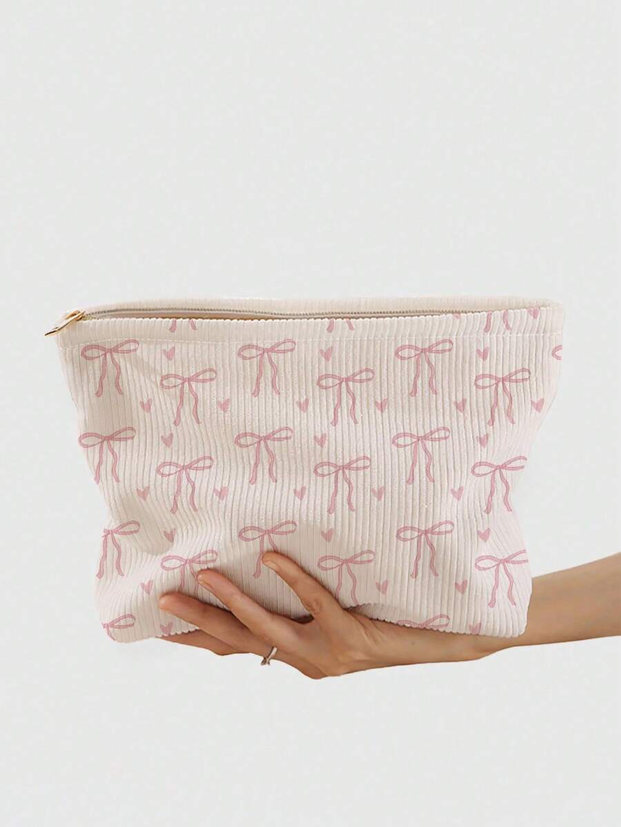 Sac cosmétique thème nœud papillon - Motif imprimé nœud papillon, pochette zippée en polyester durable, organisateur de toilette de voyage, sac zippé léger, idéal pour les amateurs de beauté, cadeau parfait pour les sœurs, les étudiants et les adultes, sac à maquillage à imprimé aléatoire - Multicolore - Voir 1