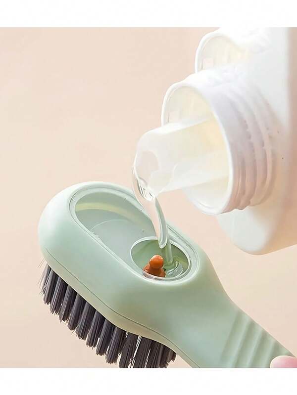 1 件可悬挂软毛清洁刷，带自动液体分配器 - 塑料鞋和洗衣刷，内置孔，方便存放，非常适合运动鞋和家居清洁，鞋清洁工具 | 软毛刷 | 耐用塑料刷，鞋清洁剂