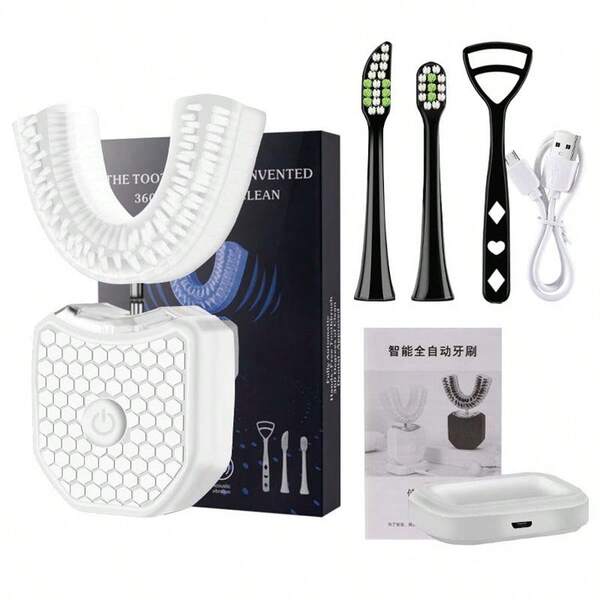 U Shaped Wireless Toothbrush 360 Degrees Ultrasonic Teeth Whitening Light Silicone Automatic Electric Toothbrush