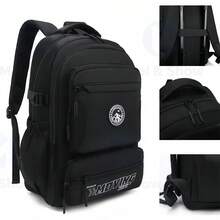 New Men's Large Capacity Backpack, Couple Backpack, College School Backpack, High School Campus Travel Backpack, Fashion Double-Sided Backpack - Black - View 2