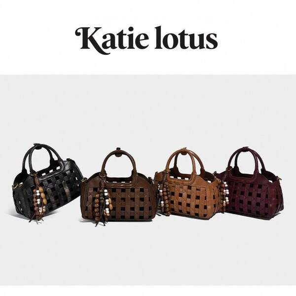 Bolso de mano y bolso de hombro versátil y elegante de diseño de nicho retro tejido, set de bolso de cesta tejido, nueva llegada de otoño 2025