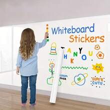 1 Roll - Self-Adhesive Soft White Board Wall Sticker, Comes With 1 Water-Based Marker - 17.7 Inches Wide, PVC Material, Suitable For Classroom, Home Message Board, Office Meeting Whiteboard - White - View 5