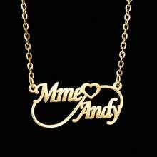 Customized Name Necklace, Women's Personalized Name Necklace, Customized Infinity Symbol Double Name Necklace, Personalized Stainless Steel Gold-Plated Necklace, Halloween Decoration, Customized Jewelry, Women's Jewelry, Wedding Gift (Girlfriend), Couple Anniversary Gift, Valentine's Day & New Year Gift, Retro Gold Valentine's Day Gift, Suitable For Middle School, High School, College Students - Multicolor - View 11