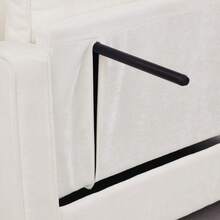 Two-Seater Sofa, Double Sofa Chaise Longue, With Irregular Armrests And Backrests, Footrest With Storage Space, Comes With Two Small Throw Pillows, Suitable For Living Room And Bedroom - Cyan - 米色 - 查看 7