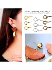 200pcs ojo pines tornillos ojetes ganchos roscados bails hallazgos para arcilla, resina, grano, fabricación de joyas de plástico(Silver) - Plateado - Ver 3