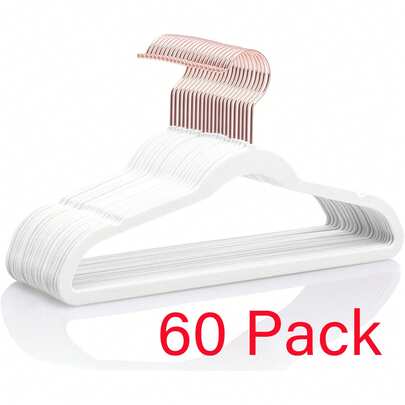 Blauesmeer Confezione da 60 grucce in velluto, grucce premium per bambini per armadio, ultra sottili, carine, antiscivolo, piccole grucce in feltro, 14 pollici, per vestiti per bambini, bianche