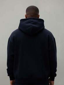 Men's And Women's Plain Kangaroo Sweatshirt Cold Weather Blouse Cotton Lined Warm Tracksuit Coat With Pocket And Hood New Release 3 Cables Winter Cold Season - 黑色 - 查看 2