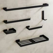 6-Piece Bathroom Accessories Kit In Various Colors - 黑色 - 查看 1