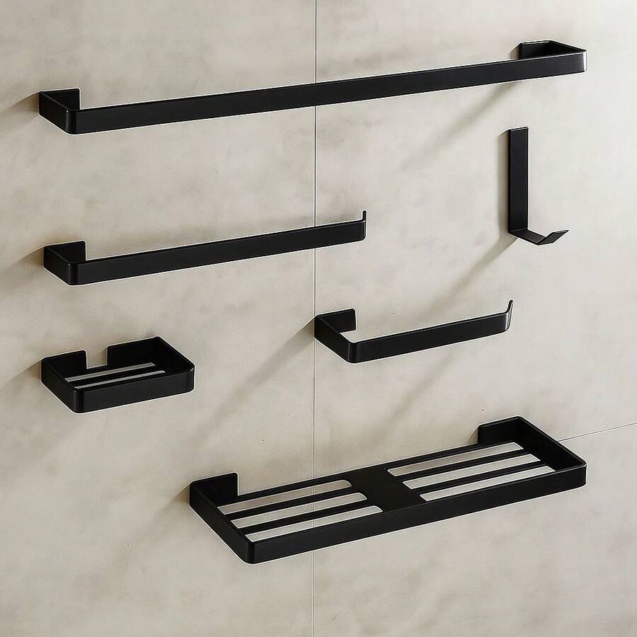 6-Piece Bathroom Accessories Kit In Various Colors - 黑色 - 查看 1