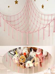 Large Stuffed Animal Storage Hammock Corner Net - Pink Room Decor For Teen Girls - Toys Storage Hanging Stuff Animal Organizer Holder Cute Stuff - Boho Dorm Bedoom Decor Aesthetic - 彩色 - 查看 1
