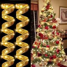 1 pieza Luz de cinta navideña para niños | Luz de hadas LED dorada | Diseño ondulado destellante de 1m/2m/3m/5m/10m dorado | Funciona con pilas, pilas no incluidas | Adecuado para fiesta de Año Nuevo, boda, vacaciones, decoración del hogar | Tema de Papá Noel con destellos, iluminación para habitación de niños, habitación de bebé, decoración de árbol de Navidad, regalo de Navidad