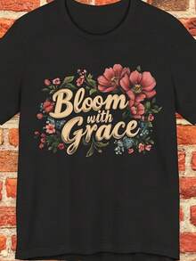 Bloom Graphic T-Shirt, Blooming Tee, Floral Shirt, Flower Lover Shirt, Botanical Rel, Unique Flower Shirt, Cute Floral Shirt, Flowers T-Shirt - 款式29 - 查看 1