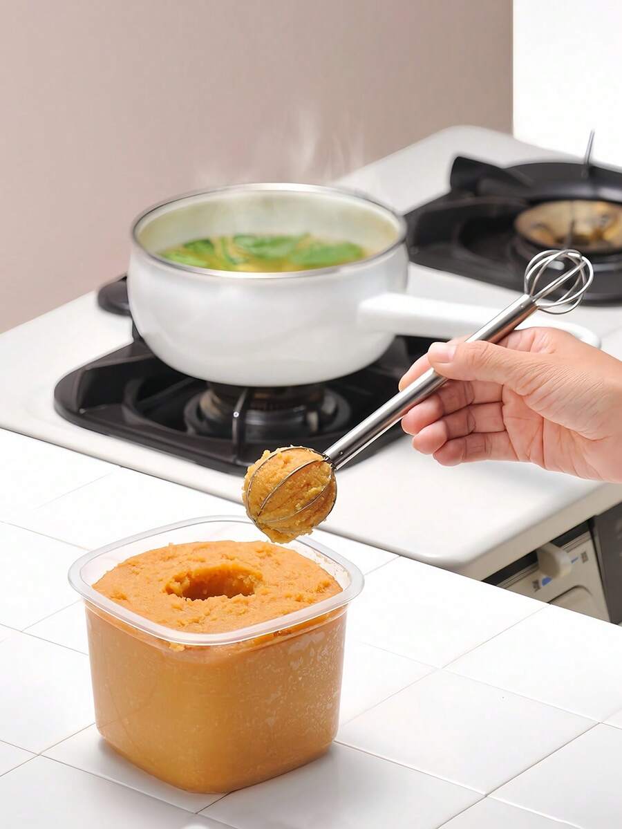 1件/2件装不锈钢味噌搅拌器，双头手动黄油搅拌器，味噌搅拌器，蛋液和酱汁搅拌器，双头量杯搅拌器，咖啡奶泡器，牛奶搅拌器，创意烘焙工具，厨房小工具，打蛋器，适用于搅拌蛋液