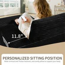 NIZULA FOAM 135'' Cloud Sectional Couch With L-Shaped Recliner,(Black) Boneless Corduroy Sofa With Deep Seat, Modern Modular Couch For Living Room, No Assembly Required, Comfy Plush Corduroy Fabric,Sofa De Sala,Couch,Sofa Cama,Muebles Para Sala,Couch For Living Room, Living Room Furniture, Muebles, Bedroom Furniture Set, Recliner Chair For Adult, Living Room Set Furniture. - màu đen - Xem 7