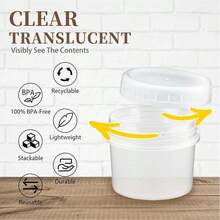 12 قطعة وعاء بلاستيكي سعة 160 مل مع غطاء لولبي، حاويات تخزين طعام دائرية قابلة لإعادة الاستخدام ومقاومة للتسرب، مناسبة للتجميد والغسالة الآلية، لتحضير الوجبات والآيس كريم واللبن والحلوى والسلطة - تشمل 12 وعاء + 12 غطاء (للنزهات الصيفية وحفلات الحزب)