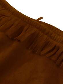 ii Vintage Western Gothic Style Off-Shoulder Fringe Blouse For Women, Suitable For Halloween Spring - Brown - View 6