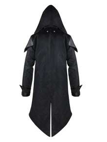 Medieval Tailcoat Hooded Jacket, Suitable For Halloween, Masquerade Ball, Party Events - Black - View 1