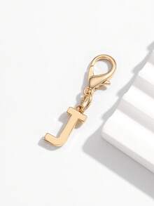 1pc Fashionable Minimalist 26 Small English Letter Shape Smooth Metal Keychain, Suitable For Women Car Key, Bag Decoration And Gift Christmas - Gold - View 17