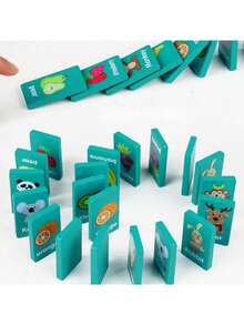 Wooden Fruit & Animal Matching Game, Tabletop Memory Matching Dominoes Puzzle Toy, Educational Logic Cognitive Development Game Cognitive Development,Brain Game,Wooden Games