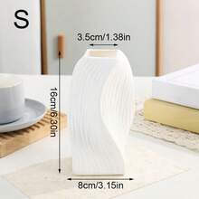 1pc Modern Twisted Stripe Plastic Vase - Elegant White Design For Fresh Or Dried Flowers, Modern Home Decor, Flower Arrangement Vase | Twisted Pattern Vase | Smooth Finish Vase, Vase For Flowers