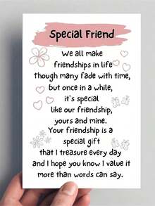 1pc, Warm Greeting Card With Envelope, Friendship Is A Special Gift I Cherish Every Day, Suitable For Birthdays, Anniversaries, Any Special Day, Perfect For Giving To My Best Friend, Best Friend, Good Brother - 彩色 - 查看 7
