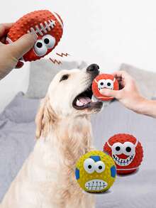 带趣味表情的吱吱作响的乳胶减压球玩具，狗狗训练玩具 - 彩色 - 查看 10