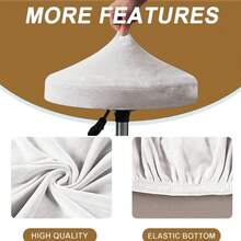 Round Bar Stool Covers Solid Color Stool Seat Covers Dustproof Slipcovers For Swivel Chairs Or Barstools - White - View 5