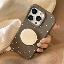 GUCADI 1pc Mocha Brown Milk Bubble + Milk Foam Holder High-End Holder Compatible With IPhone 17, Apple 15 Phone Case, Autumn/Winter, Retro, Personalized, Geometric, European And American Style, Minimalist, Niche, Ins Style