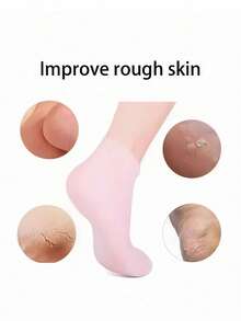 High Elasticity Silicone Socks, Reusable SPA Socks, Anti-Slip Gel Heel Socks, Suitable For Men & Women With Dry Skin, Dry Feet, Rough Skin For At-Home Foot Care. Use With Your Favorite Lotion And Moisturizer.,Bag,Organizer,Storage. - Multicolor - View 5