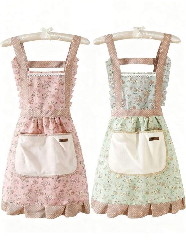 Women Kitchen Apron, Waterproof And Oil Resistant Canvas Apron, Floral Pattern Apron, Canvas Ditsy Floral Kitchen Apron For Women - Floral Design, Adjustable Belt, Breathable Fabric, New Kitchen Home Cooking Oil And Stain Proof Scarf,Kitchen,Bathroom,Home,Household Supplies, Birthdaygifts - Length And Style Vary - Please Read Carefully Before Ordering (Color May Vary Due To Different Batches, Quality Remains Unchanged)