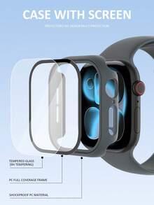 3Pcs Sports And Leisure Watch Case, Compatible With Apple Watch, Drop-Resistant And Scratch-Resistant, Ultra-Thin Tempered Glass Film, Integrated With PC Case, Compatible With Apple Watch Series Ultra/SE/11/10/9/8/7/6/5/4, 40/41/42/44/45/46/49 Mm, Easy To Replace, Men's And Women's Watch Case - Space Gray + Space Gray + Space Gray - View 2