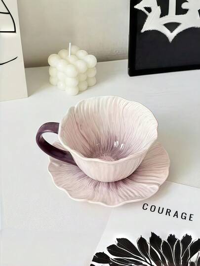 French Ceramic Cup, Baking Tray, High-Quality Water Cup, Tulip Tray Design, Coffee Cup & Saucer Set, Tea Cup & Saucer