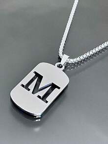 1pc New DIY Stainless Steel A-Z Letter Pendant Necklace, 26 Alphabet Jewelry, Couples Gift