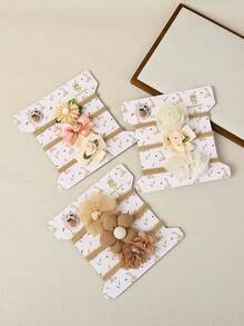 3pcs/Set New 3D Floral Baby Headbands, Cute Chiffon Flower Infant Headbands, 3pcs Chiffon 3D Floral Girl Hair Clips, Versatile Pastoral Style Baby Hair Accessories (Excluding Paper Card)