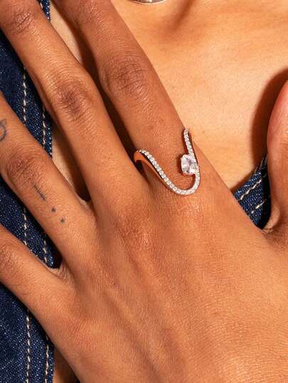 1 st elegant personlig ring med mikroinfällning av vattendroppar, exklusiv smyckesring, lämplig för kvinnors dagliga pendling, dejting, shopping, en utmärkt present till henne