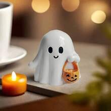 1 pièce Grande statue de seau de citrouille en résine - Décoration d'Halloween et de Noël fantaisiste, parfaite pour la terrasse extérieure ou le dessus de table, sans électricité nécessaire, cadeau idéal pour une ambiance festive, décorations d'Halloween