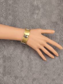 1 pieza Brazalete vintage estilo punk rock con calavera, brazalete de PU personalizado unisex para moda y actuaciones, regalo de Halloween, accesorio diario