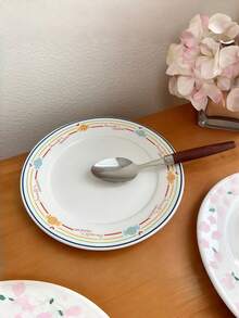 8-Inch Ceramic Plate, Household Tableware, Dish For Food, Cake, Snack, Dessert, Fruit, Salad - Multicolor - View 3