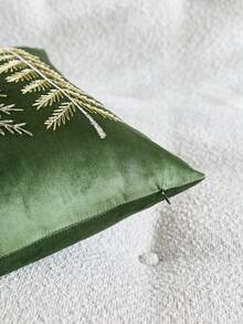 1件裝聖誕綠色聖誕樹刺繡枕套，適合室內裝飾、聖誕裝飾，四季通用，不含枕芯 - 綠色 - 查看 9