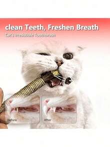 3Pcs Cat Wooden Teeth Grinding Sticks - Natural Chew Toy For Kittens & Cats - Teeth Cleaning Pet Supplies - 棕色 - 查看 5
