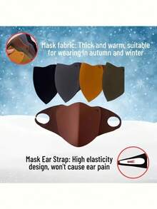 5pcs Merrald Autumn/Winter Warm Mask, Windproof, Seamless, Slimming, Washable Face Cover - Multicolor - View 5