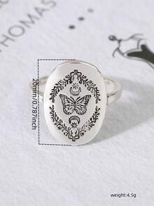 1 Piece Vintage Floral Pattern Ring Antique Silver Ladies Versatile Jewellery Exquisite And Fashionable Daily Wear Can Be Given To A Friend.