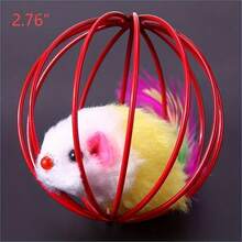1Pc Random Color Caged Rats Rolling Wire Cage Plush Mouse Ball Funny Cat Toy Catches The - Hide Balls Interactive Toy, Mice And Animal Toys - Multicolor - View 5