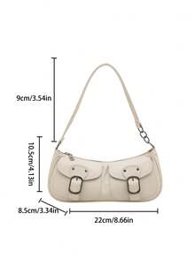 حقيبة يد جديدة بجيبين للزينة، مناسبة للحفلات والخروجات والعطلات والتسوق والاستخدام اليومي، يمكن تخزين العملات والهواتف، مناسبة أيضًا كحقيبة عمل للموظفين البيض والطلاب الجامعيين وموظفي المكاتب، حقيبة أنيقة للسيدات - أبيض - مشاهدة 5