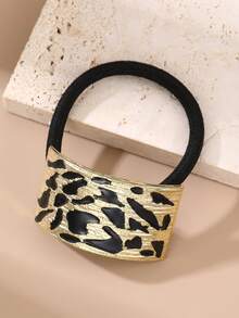 1 pieza/3 piezas Scrunchies de pelo de mujer con estampado de leopardo metálico negro y dorado, adecuados para coleta, uso diario, primavera/verano, playa, vacaciones, elásticos de pelo, cuerda de pelo, goma de pelo, vacaciones, viaje - Multicolor - Ver 6