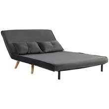 HOMCOM 2-Seater Sofa Bed, Convertible Sofa Into Bed, Adjustable Backrest, Fabric Cover, Metal Frame, Grey On-Site