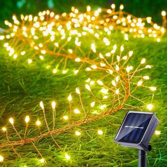 Copper Wire Firecracker String Lights, USB-Powered With Remote Control/Solar-Powered Outdoor Solar Lights, LED Outdoor Waterproof Solar Light String, 8-Mode Firecracker Balcony Lamp, Curtain Lights, Fairy Tale Light String, Suitable For Balcony, Party, Living Room, Wedding, And Christmas Decorations.