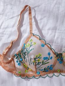 Florales Stickerei Sexy Dessous Set für Frauen