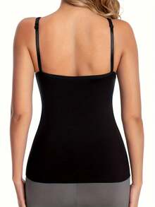 Womens Modal Built-In Bra Padded Camisole Yoga Workout Tank Tops Adjustable Straps Soft Basic Cami Undershirt - Black - View 6